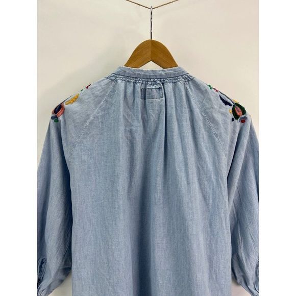 Lucky Brand Womens Sz S Denim Embroidered Button Up Blouse - Picture 5 of 7
